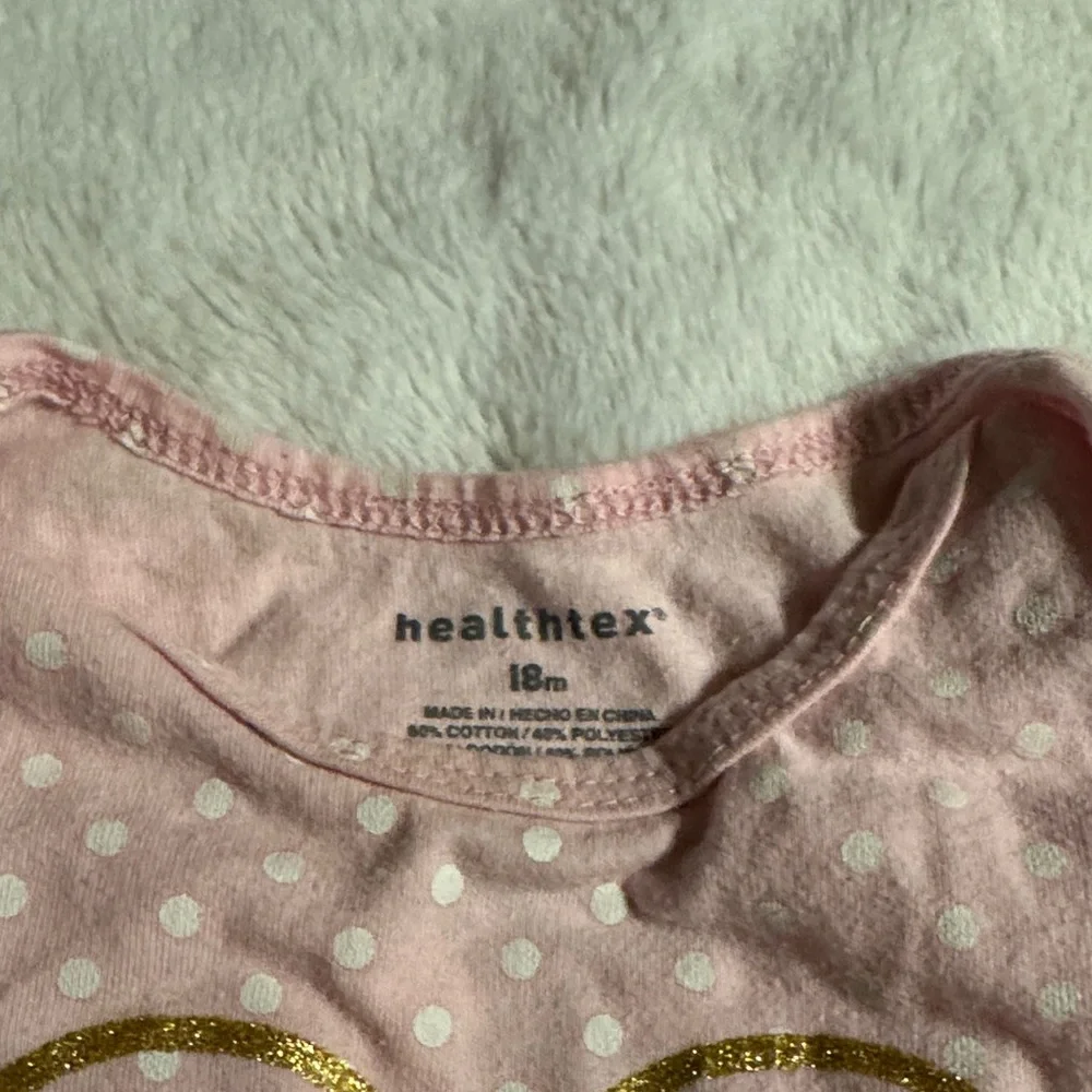 Healthtex Pink Baby Top with White Polka Dots